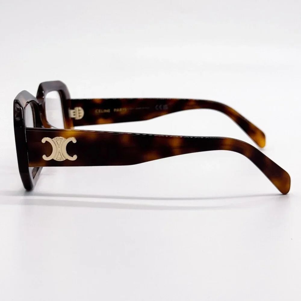 NEW CL50155I 053, CELINE GEOMETRIC HAVANA BROWN EYEGLASSES CELINE